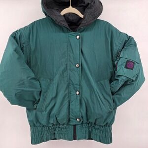 London Fog removable liner Hooded Bomber Jacket Teal Black Men's Size S